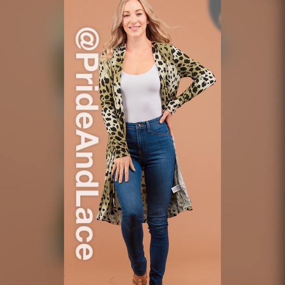 LAST 3️⃣ 🍂Taupe/Olive Animal Print Long Cardigan🍂 - Picture 2 of 7